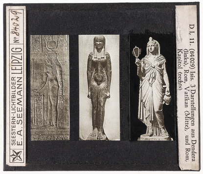 Vorschaubild Isis, drei Darstellungen aus Dendera (links), Rom, Vatikan (Mitte), Rom, Kapitol (rechts), Seestern-Nr. 84029 